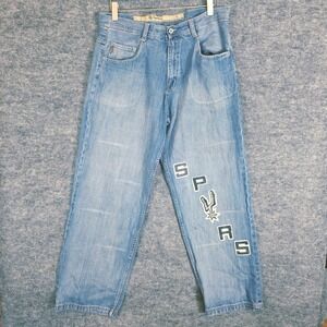 VTG‎ Pepe Jeans London Mens 36X32 Blue San Antonio Spurs Baggy Grunge Skater Y2K